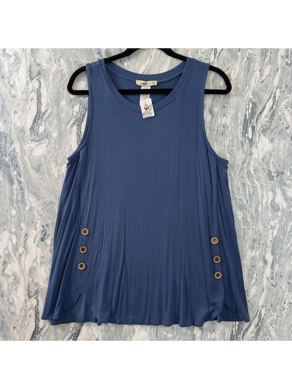 Designer Preppy Blue Sleeveless Tank Top Dress (L)